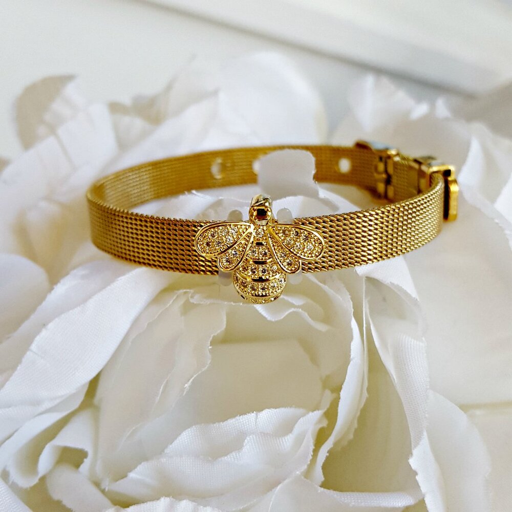 NEW! CRYSTAL Bee STAINLESS Watch CHAIN BRACELET